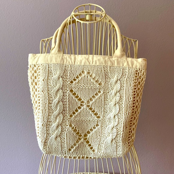 📍FIRM📍VTG Cotton Knit and Canvas Tote MUST BUNDLE - Picture 2 of 15